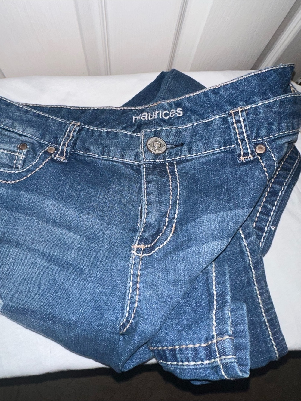 Maurices Dark Blue Skinny Jeans with Contrast Stitching